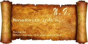 Nenadovits Irén névjegykártya